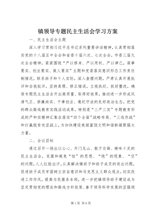 镇领导专题民主生活会学习方案.docx