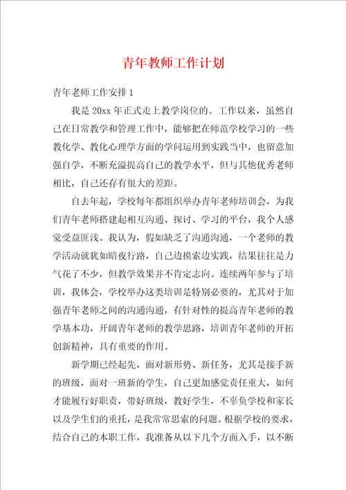 青年教师工作计划