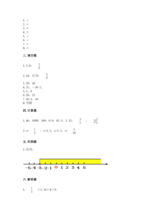 小学六年级下册数学期末卷【中心小学】.docx