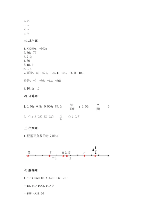 冀教版小学六年级下册数学期末检测试题精品（考点梳理）.docx