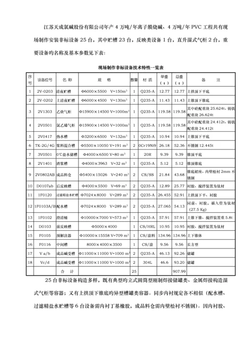 江苏天成非标设备制作安装总体专题方案.docx