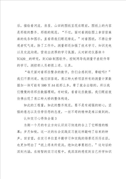 认知实习心得体会大全