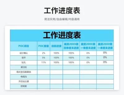 简约风工作进度表