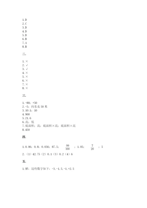 北京版数学小升初模拟试卷含答案【研优卷】.docx