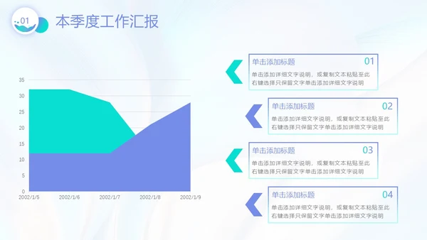 微粒体渐变风格季度工作总结PPT