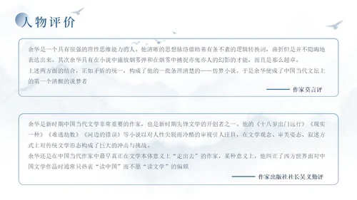 蓝色简约风余华个人介绍PPT模板人物介绍