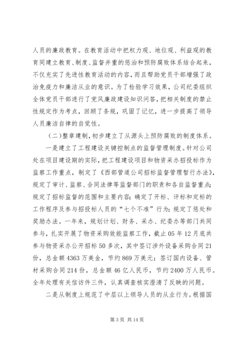 企业公司年纪检监察工作会总结.docx