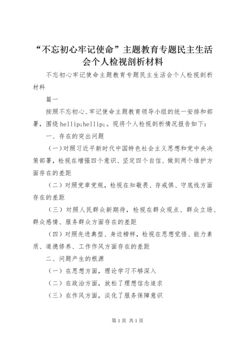 “不忘初心牢记使命”主题教育专题民主生活会个人检视剖析材料.docx