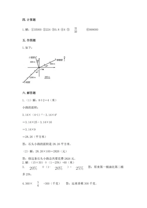 人教版六年级上册数学期末测试卷带答案（基础题）.docx