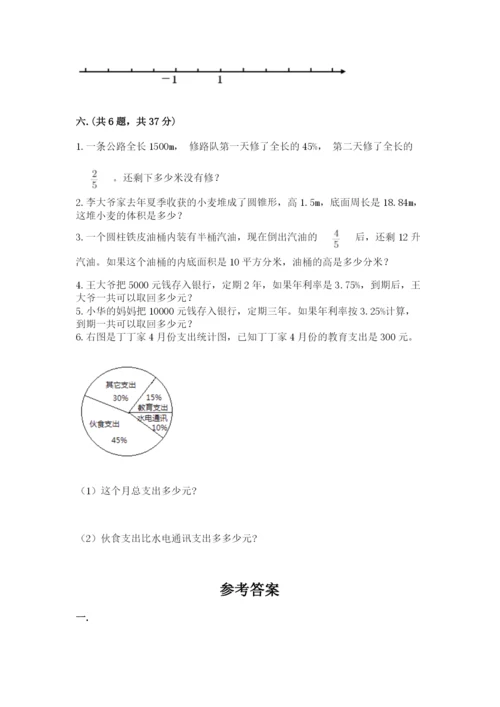 小学六年级下册数学摸底考试题带答案（达标题）.docx