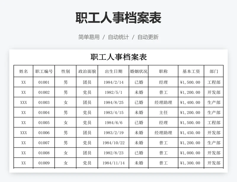 职工人事档案表