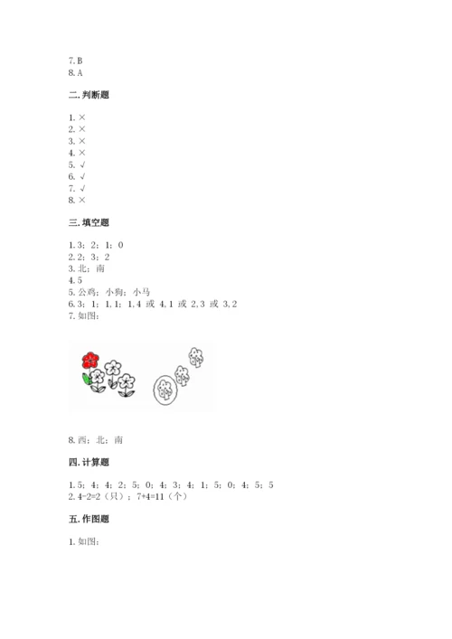 人教版一年级上册数学期中测试卷加答案下载.docx