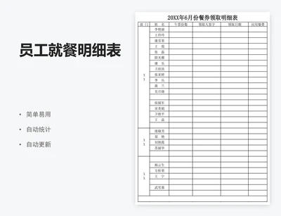 员工就餐明细表