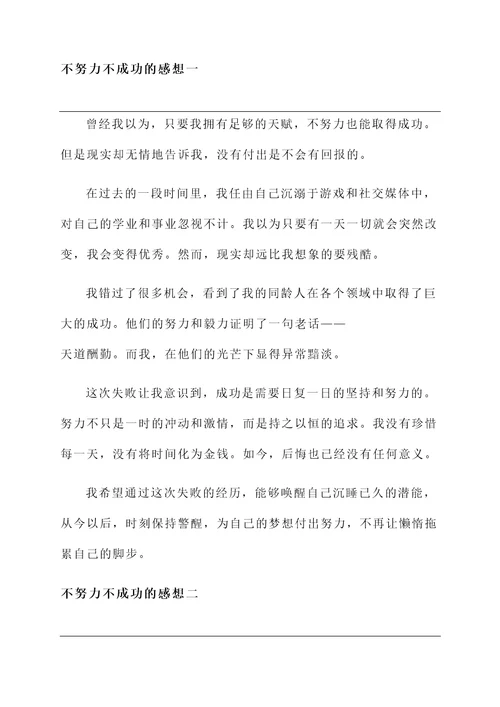 不努力不成功的感想