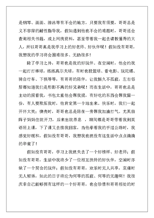 2022年我的哥哥写人作文汇总10篇