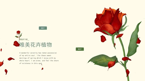 红色玫瑰唯美花卉ppt模板