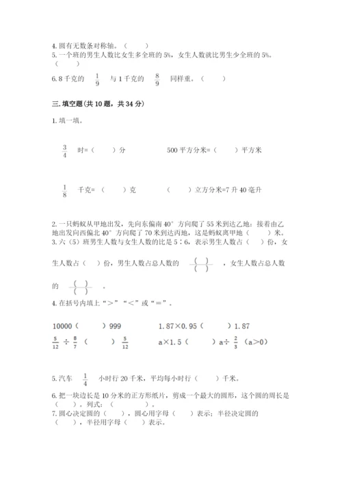 人教版六年级上册数学期末测试卷【新题速递】.docx