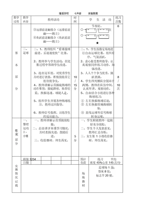 完整word版,初中体育教案全集