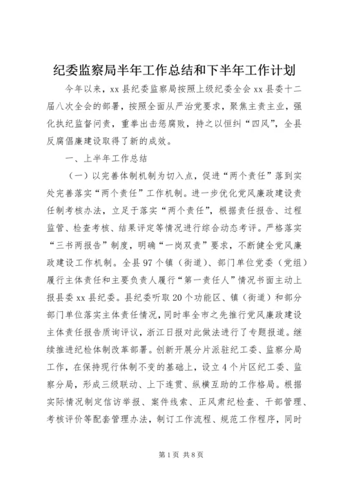 纪委监察局半年工作总结和下半年工作计划.docx