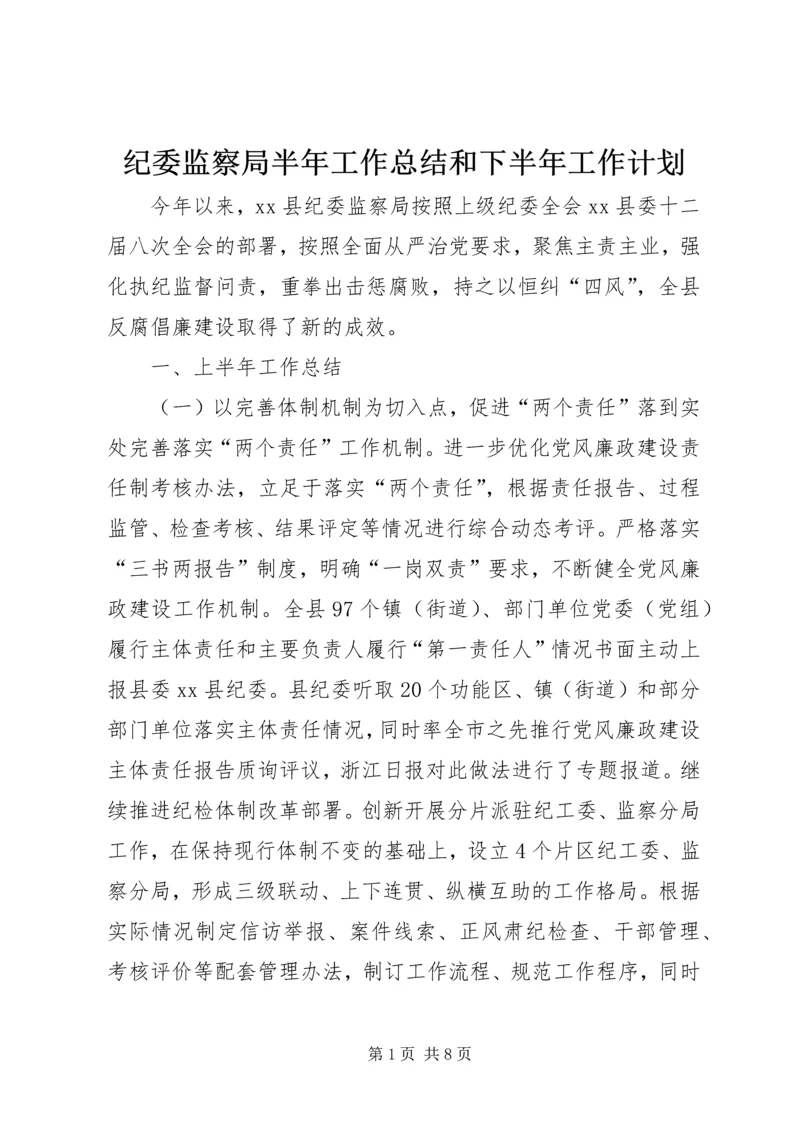 纪委监察局半年工作总结和下半年工作计划.docx