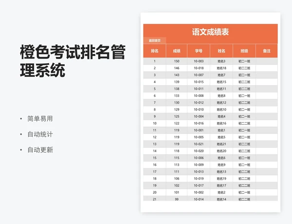橙色考试排名管理系统