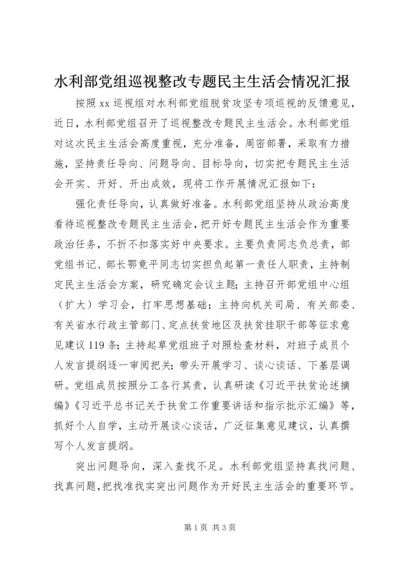 水利部党组巡视整改专题民主生活会情况汇报.docx