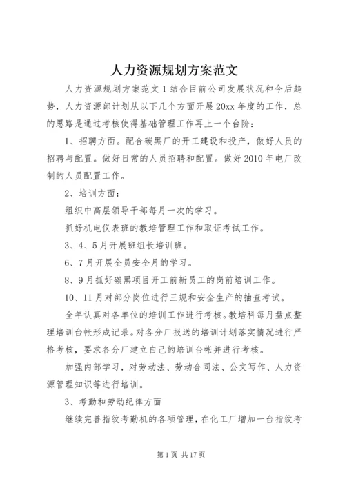 人力资源规划方案范文.docx