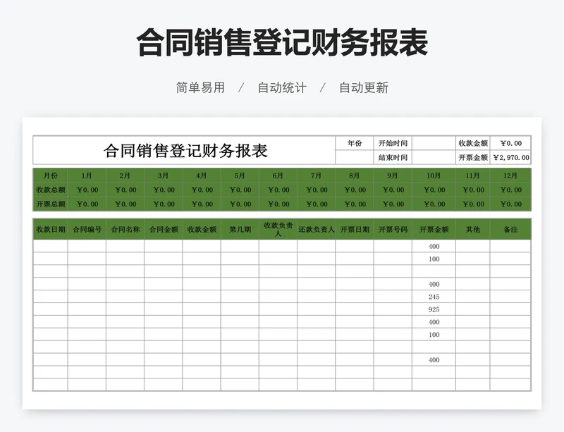 合同销售登记财务报表