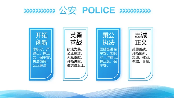 蓝色大气公安警察年终工作总结派出所演讲PPT
