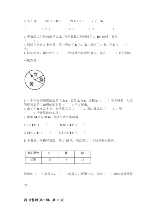 2022人教版五年级上册数学期末测试卷含完整答案【易错题】.docx
