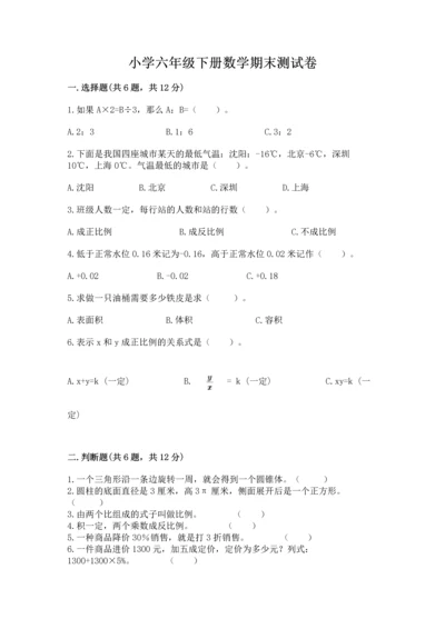 小学六年级下册数学期末测试卷精品【巩固】.docx