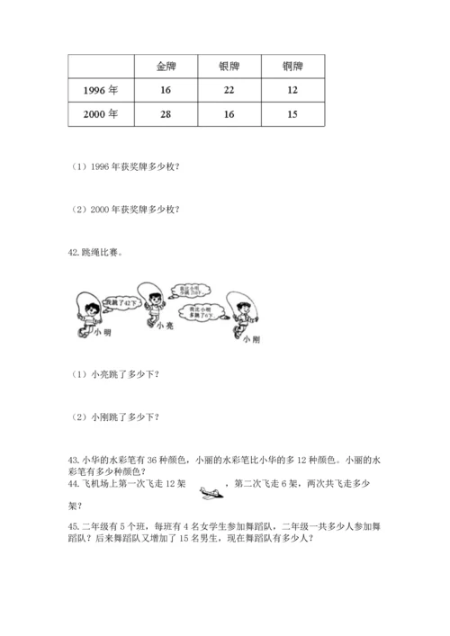 小学二年级上册数学应用题100道及参考答案（巩固）.docx