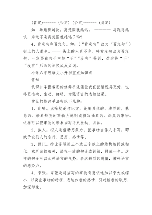 小学六年级语文小升初必考知识点.docx