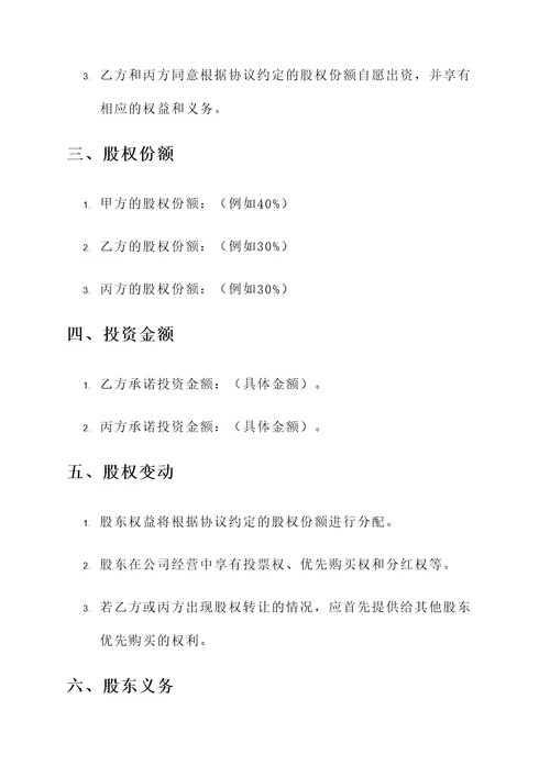 股东占股协议书模板