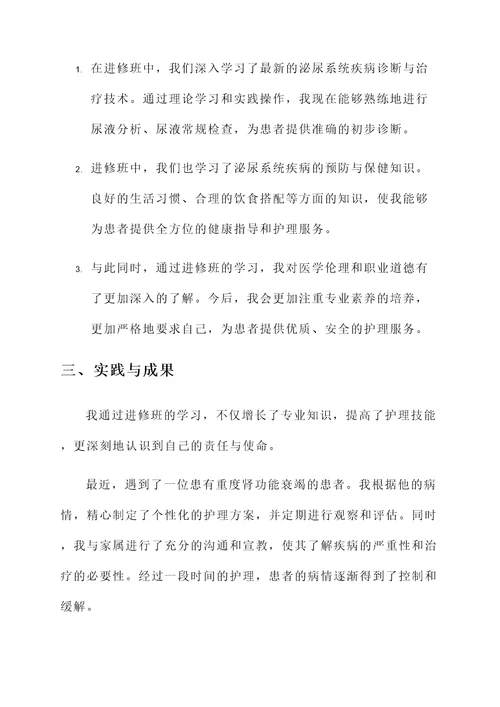 泌尿护士进修总结汇报