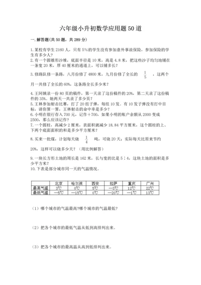 六年级小升初数学应用题50道精品（精选题）.docx