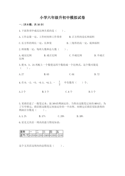 小学六年级升初中模拟试卷（历年真题）.docx