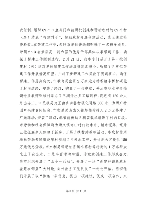 市委创建和谐新农村活动情况汇报_1.docx