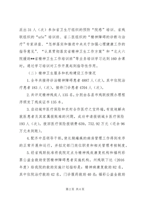 精神病医院XX年工作总结及XX年工作计划精编.docx