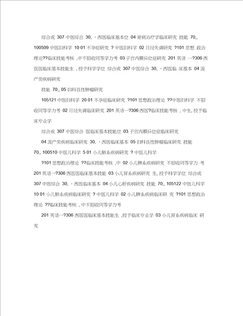 南京中医药医药大学硕士研究生入学考试考试科目