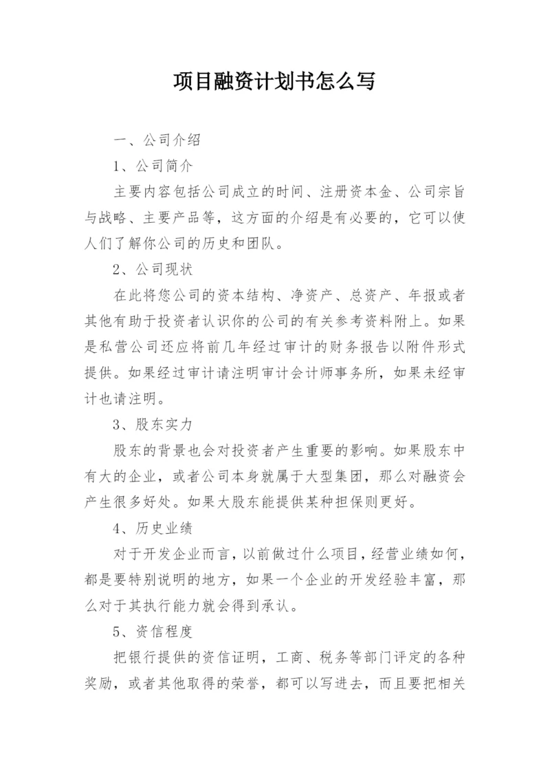 项目融资计划书怎么写.docx