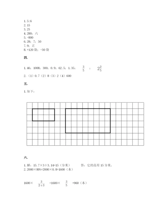 苏教版数学六年级下册试题期末模拟检测卷及答案（网校专用）.docx