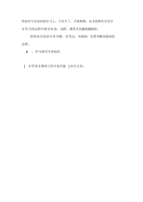2020年小学语文教师工作计划方案