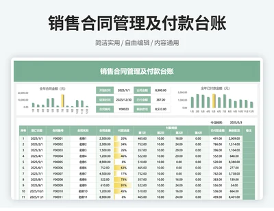 销售合同管理及付款明细表