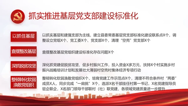 红色基层党建党支部年终述职报告PPT