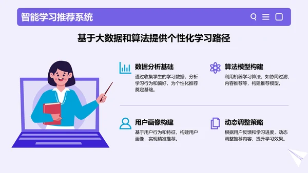 紫色插画风在线教育平台的发展趋势PPT模板