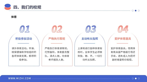 蓝粉色简约插画风规则与意识主题学习班会PPT模板主题班会