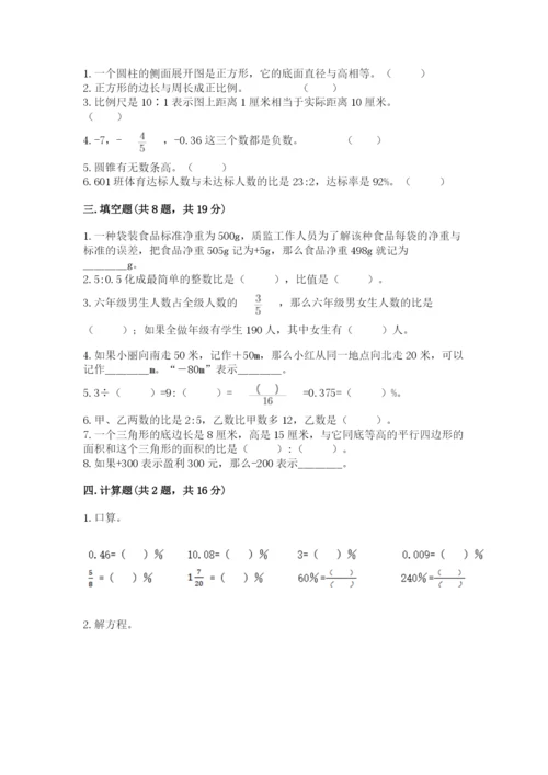 凤台县六年级下册数学期末测试卷完整.docx