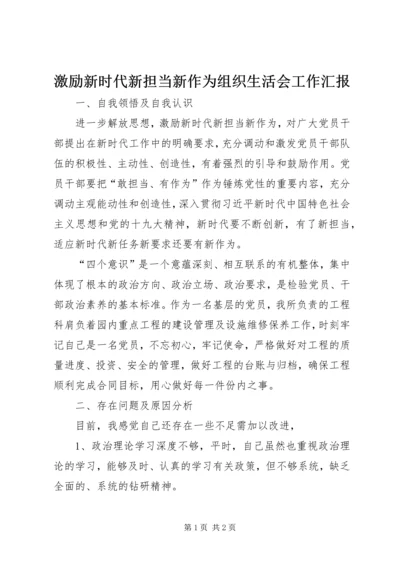 激励新时代新担当新作为组织生活会工作汇报.docx