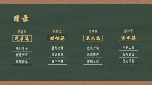黄绿复古历史人物林则徐人物介绍PPT模板
